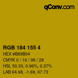 カラーコード: RGB 184 155 4 | qconv.com