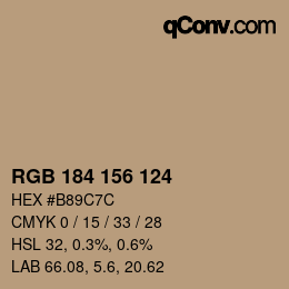Código de color: RGB 184 156 124 | qconv.com