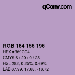 颜色代码: RGB 184 156 196 | qconv.com