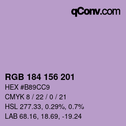 Farbcode: RGB 184 156 201 | qconv.com