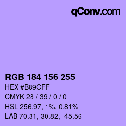 Color code: RGB 184 156 255 | qconv.com