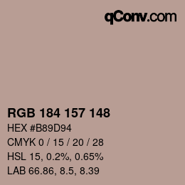 Código de color: RGB 184 157 148 | qconv.com