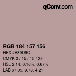 カラーコード: RGB 184 157 156 | qconv.com