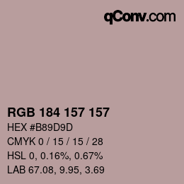 Color code: RGB 184 157 157 | qconv.com
