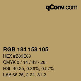 Color code: RGB 184 158 105 | qconv.com