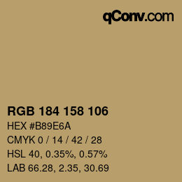 カラーコード: RGB 184 158 106 | qconv.com