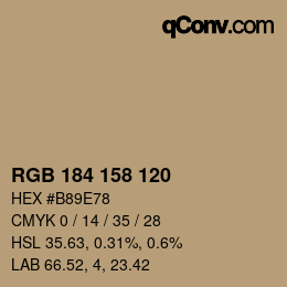 カラーコード: RGB 184 158 120 | qconv.com