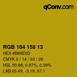 カラーコード: RGB 184 158 13 | qconv.com