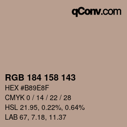 カラーコード: RGB 184 158 143 | qconv.com