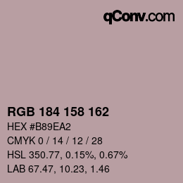 颜色代码: RGB 184 158 162 | qconv.com