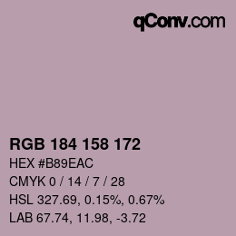 颜色代码: RGB 184 158 172 | qconv.com
