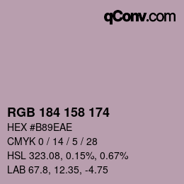 カラーコード: RGB 184 158 174 | qconv.com
