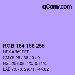 カラーコード: RGB 184 158 255 | qconv.com