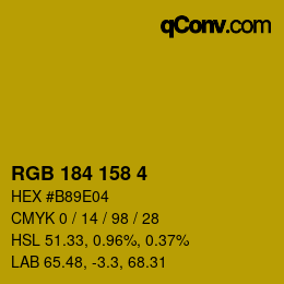 颜色代码: RGB 184 158 4 | qconv.com