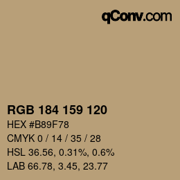 Color code: RGB 184 159 120 | qconv.com