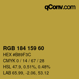 Color code: RGB 184 159 60 | qconv.com