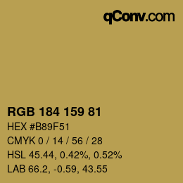 Farbcode: RGB 184 159 81 | qconv.com
