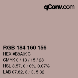 カラーコード: RGB 184 160 156 | qconv.com