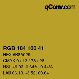 颜色代码: RGB 184 160 41 | qconv.com