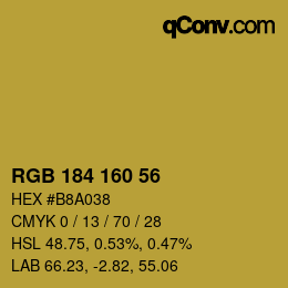 Color code: RGB 184 160 56 | qconv.com