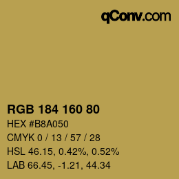 Color code: RGB 184 160 80 | qconv.com