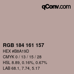 Code couleur: RGB 184 161 157 | qconv.com