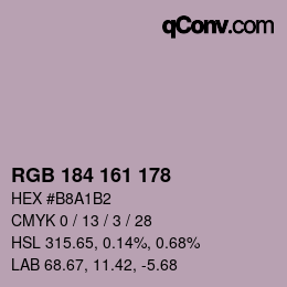 カラーコード: RGB 184 161 178 | qconv.com
