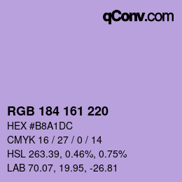 Farbcode: RGB 184 161 220 | qconv.com