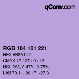 カラーコード: RGB 184 161 221 | qconv.com