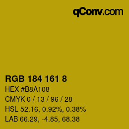 カラーコード: RGB 184 161 8 | qconv.com
