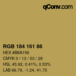 颜色代码: RGB 184 161 86 | qconv.com
