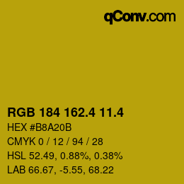 カラーコード: RGB 184 162.4 11.4 | qconv.com