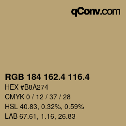 カラーコード: RGB 184 162.4 116.4 | qconv.com