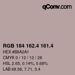 カラーコード: RGB 184 162.4 161.4 | qconv.com