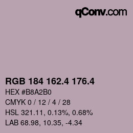 カラーコード: RGB 184 162.4 176.4 | qconv.com