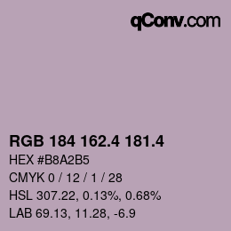 カラーコード: RGB 184 162.4 181.4 | qconv.com