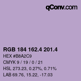 カラーコード: RGB 184 162.4 201.4 | qconv.com