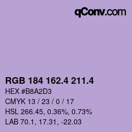 カラーコード: RGB 184 162.4 211.4 | qconv.com