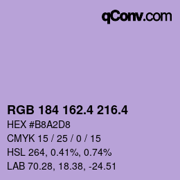 カラーコード: RGB 184 162.4 216.4 | qconv.com
