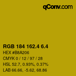 カラーコード: RGB 184 162.4 6.4 | qconv.com