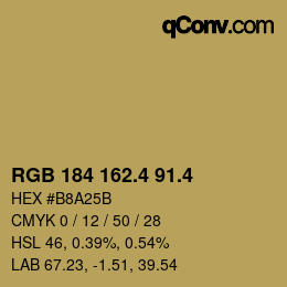 カラーコード: RGB 184 162.4 91.4 | qconv.com