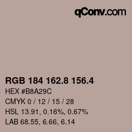 カラーコード: RGB 184 162.8 156.4 | qconv.com