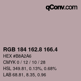 カラーコード: RGB 184 162.8 166.4 | qconv.com