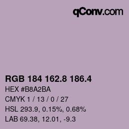 カラーコード: RGB 184 162.8 186.4 | qconv.com