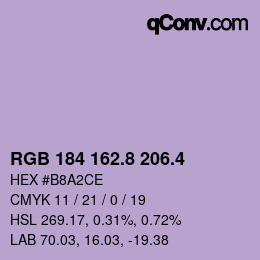 カラーコード: RGB 184 162.8 206.4 | qconv.com