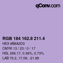 カラーコード: RGB 184 162.8 211.4 | qconv.com