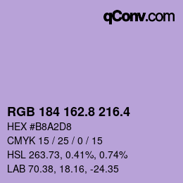 カラーコード: RGB 184 162.8 216.4 | qconv.com