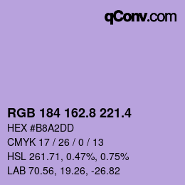 カラーコード: RGB 184 162.8 221.4 | qconv.com