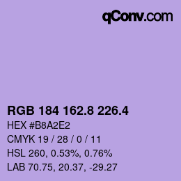 カラーコード: RGB 184 162.8 226.4 | qconv.com