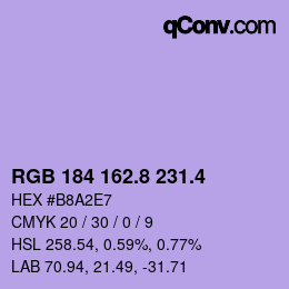 カラーコード: RGB 184 162.8 231.4 | qconv.com
